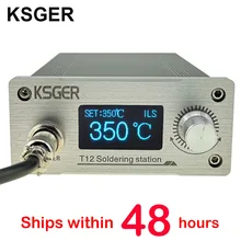 Ksger stm32 v3.1s t12 estação de solda diy oled ferramentas de solda t12 pontas de ferro 907 lidar com suporte de metal cnc painel frontal latas derreter