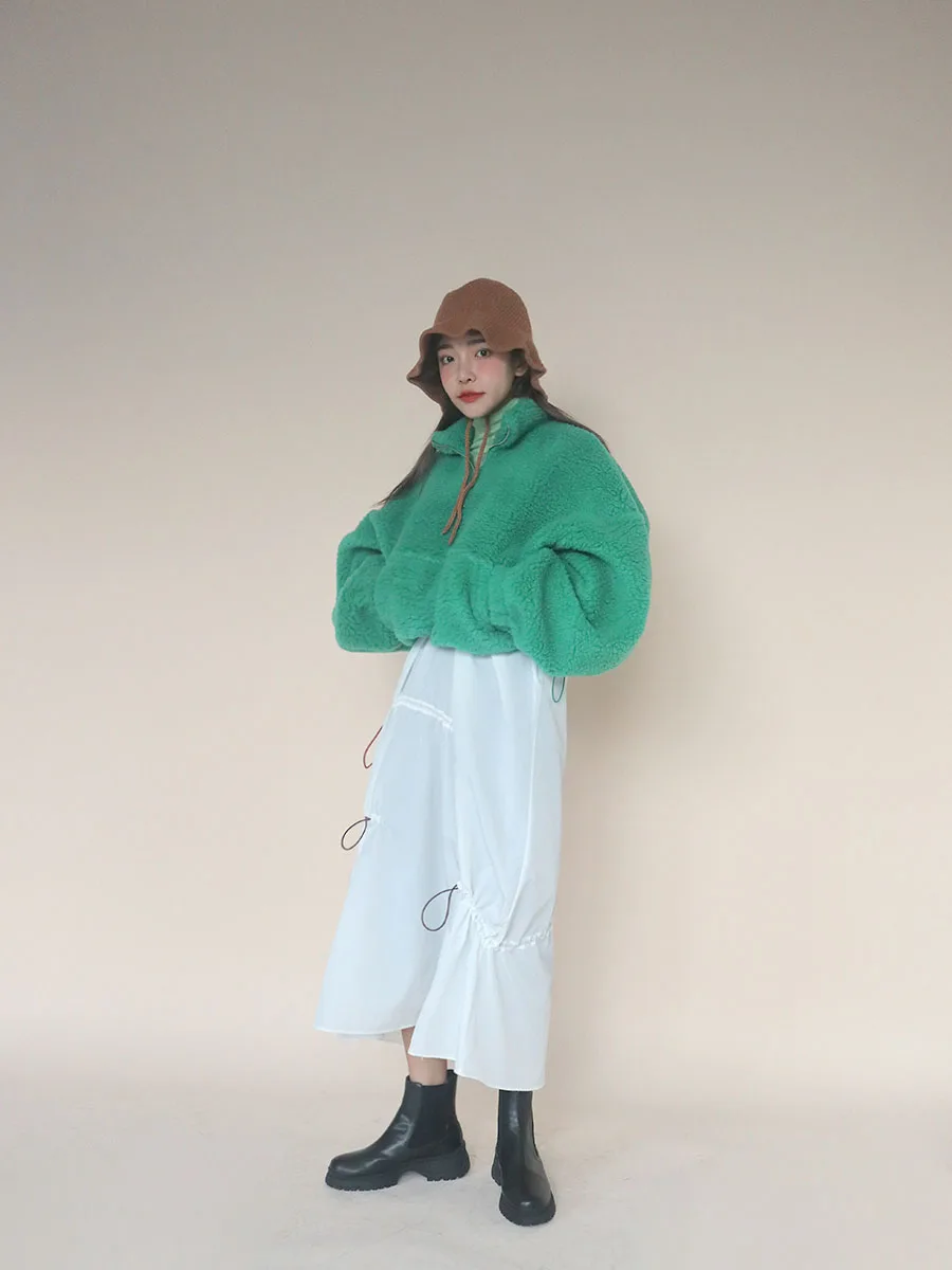 WHITNEY WANG осень зима модная уличная одежда корейский стиль однотонный флисовый свитер женские толстовки Толстый Пуловер Свободный