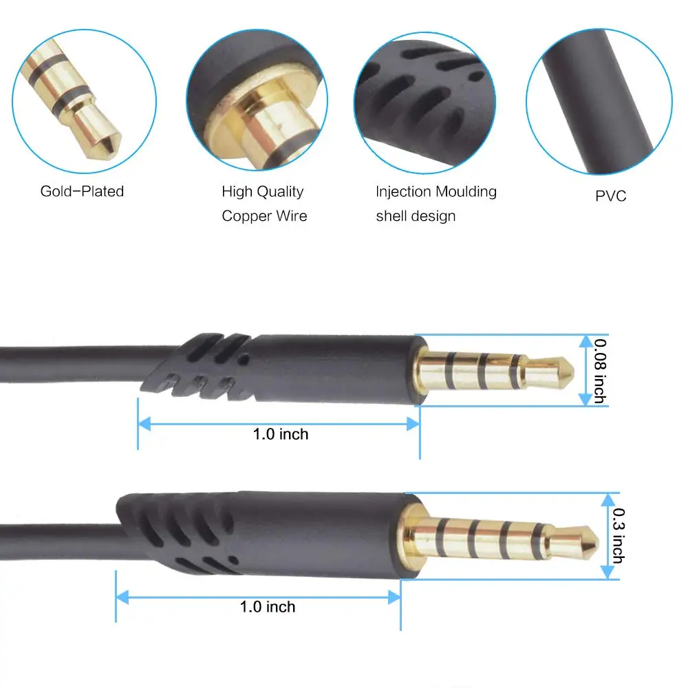 Replacement Aux Stereo Audio Cable Extension Music Cord Wire Line for Logitech G933 G633 G635 G935 Gaming Headsets Headphones