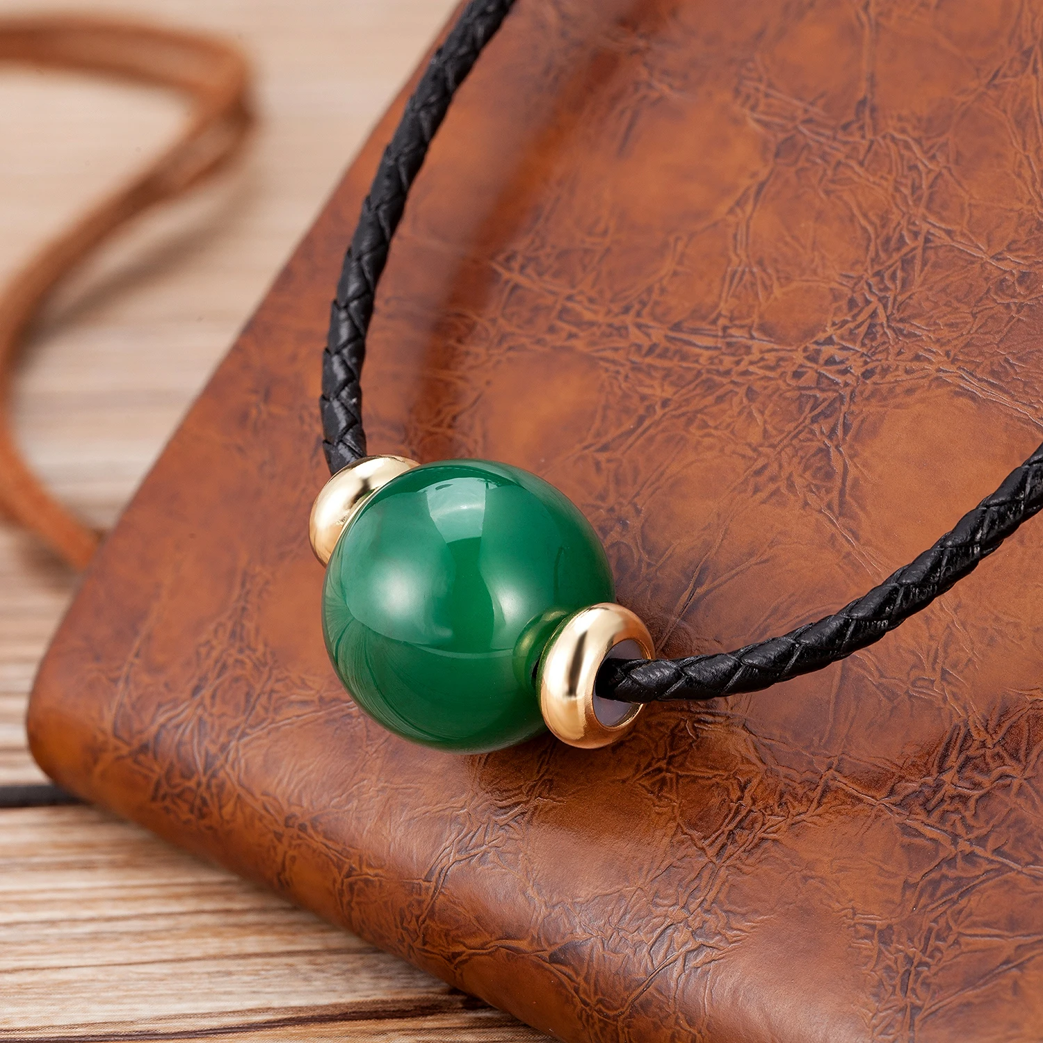 Round Natural Tiger Eye Stone Choker Necklace For Women Black Leather Rope Adjustable Chain Female Fashion Jewelry Gift - Image 3