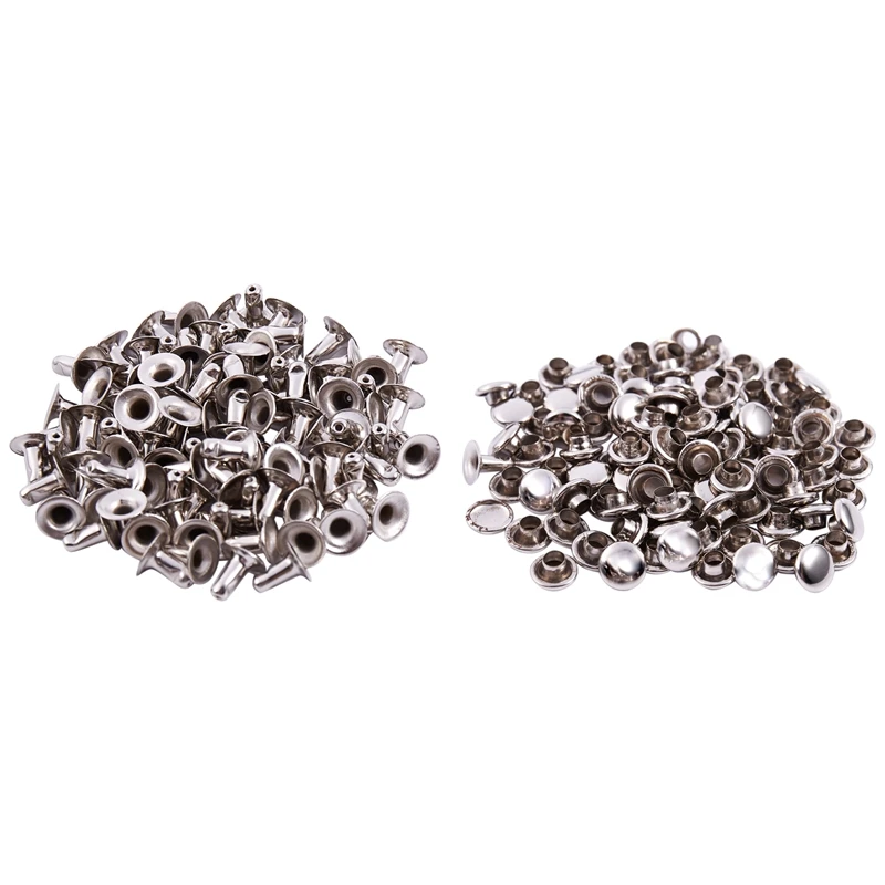 

100pcs DIY hollow nails hat rivet 6 mm silver