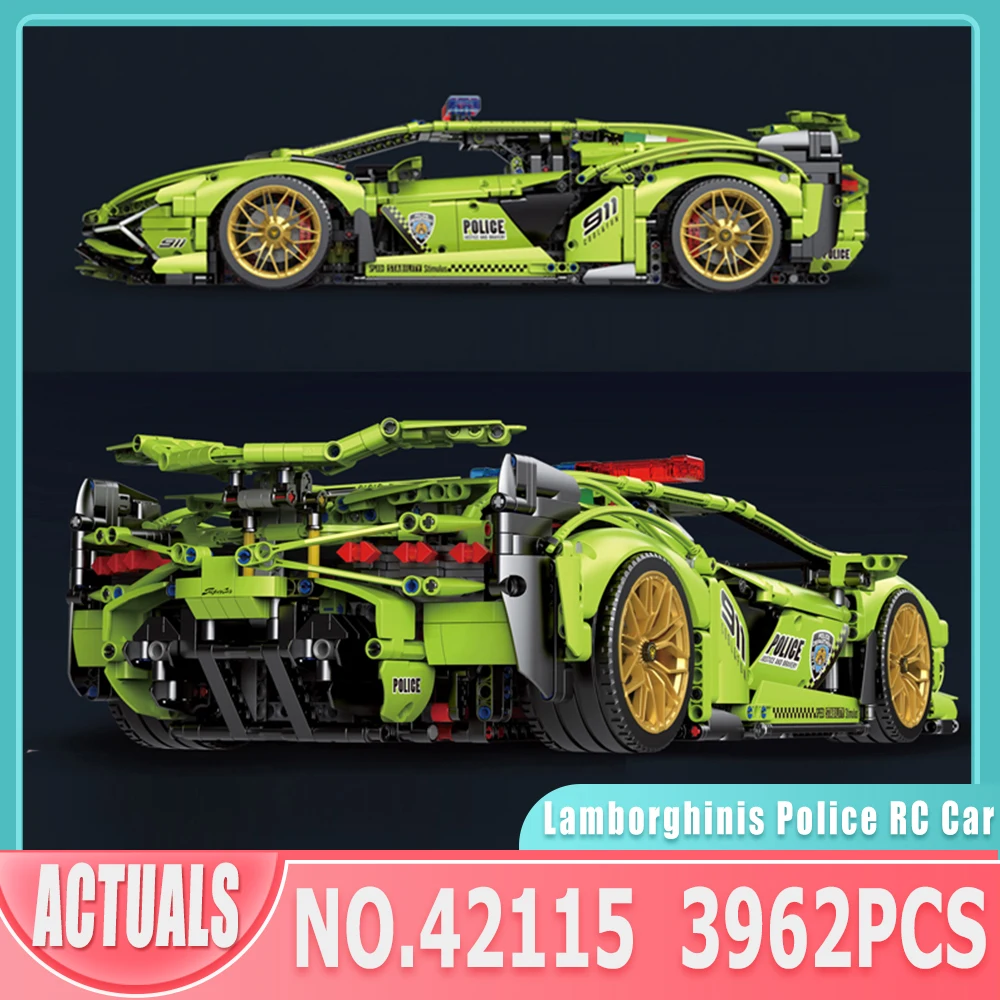 Technic-MOC Lamborghini SIAN FKP37 Roadster, coche de policía a control remoto, Kit 81996, bloques de construcción, juguetes educativos, regalos para niños