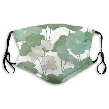 

Black Lily Pads Print Mouth Masks With Filter Washable And Reusable Anti Dust Breathable Mask With Adjustable Ear Loops For Men