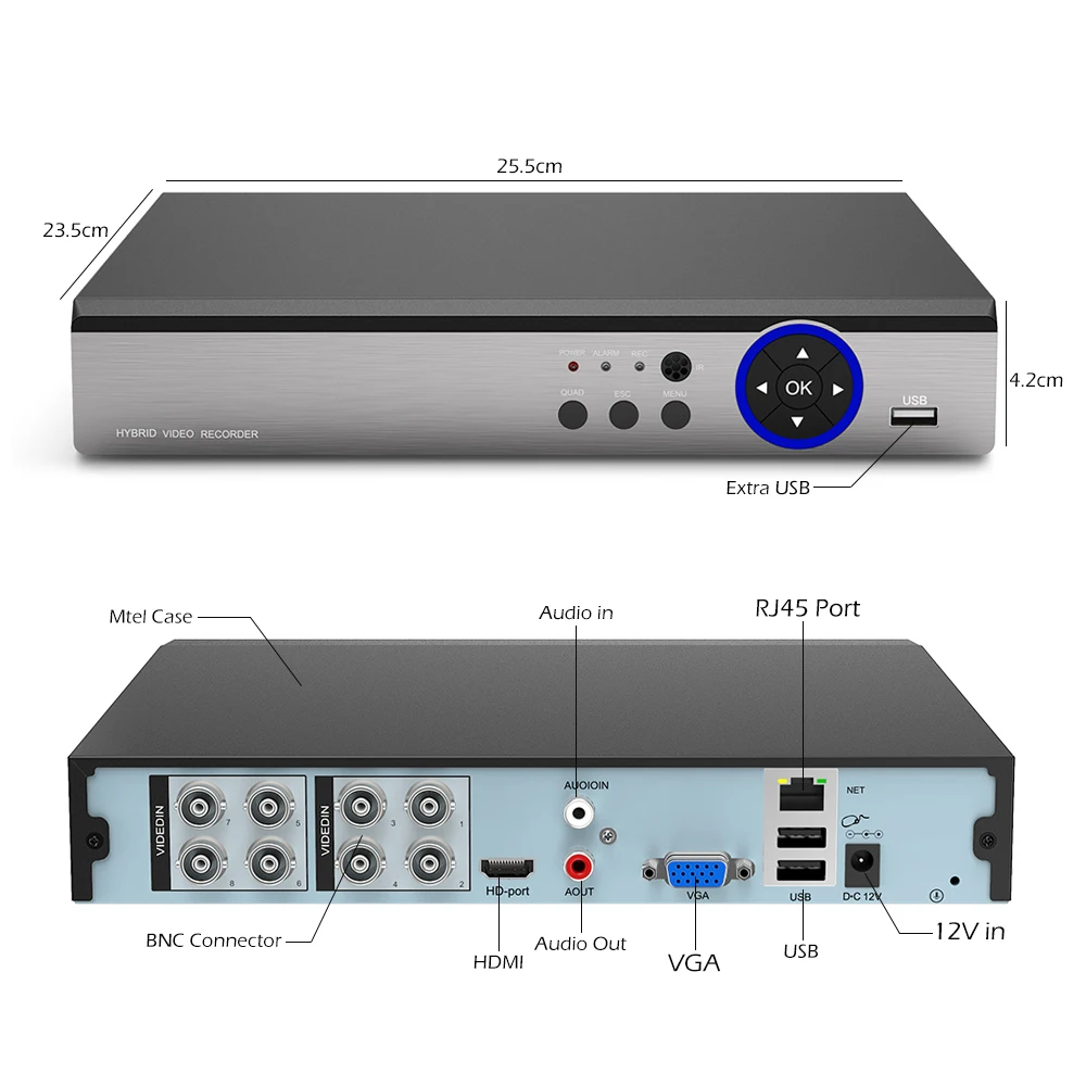 Металлический AHD 1080P 4CH 8CH CCTV DVR Mini 6 в 1 для Kit VGA HDMI системы безопасности NVR 5MP Camera