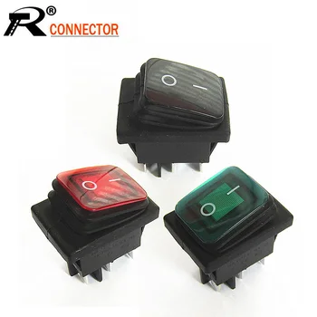 

10PCS KCD2 KCD4 Waterproof Boat Rocker Switch 2 Positions 4pin/6pin Cooper Feet Push Button Switch with Light Black/Red/Green