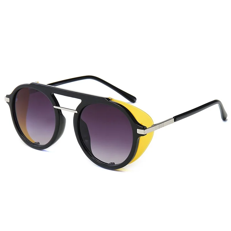 Винтажные круглые солнцезащитные очки в стиле стимпанк с зеркальными линзами, женские брендовые дизайнерские солнцезащитные очки, крутая Ретро оправа, Uv400 Gafas Sol Mujer - Цвет линз: C5