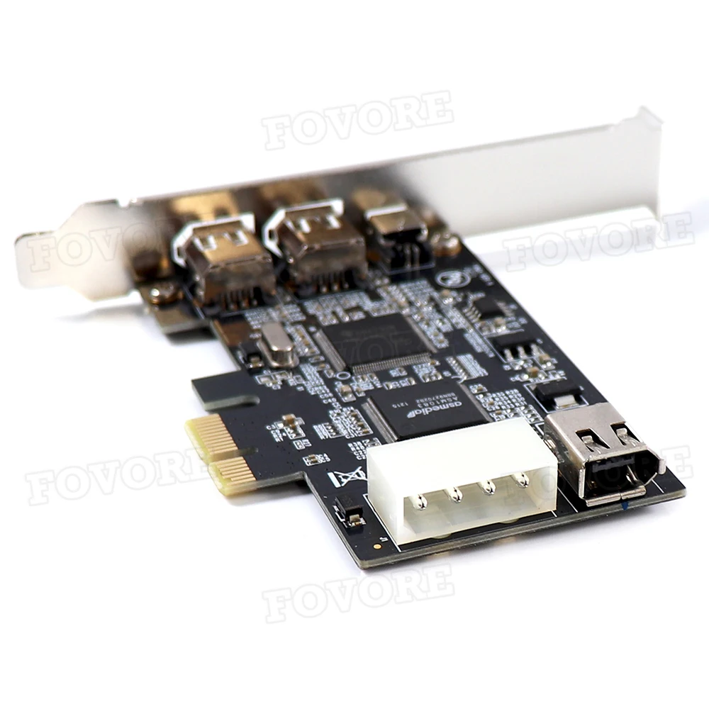 Pardarsey Carte d'extension Firewire PCIe 3 ports 1394A PCI Express (1x)  vers IEEE 1394 externe (2 x 6 broches + 1 x 4 broches) avec support bas