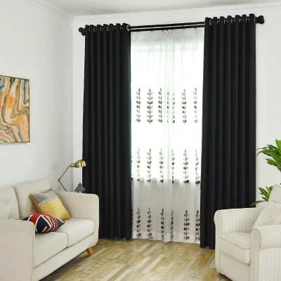 Thick Chenille Curtains Drapes Black Modern Blinds For Living Room ...