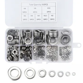 

Mayitr 360pcs M2-M10 Flat Washers Stainless Steel Flat Spring Washer Assortment Rust Resistant Accessories Parts