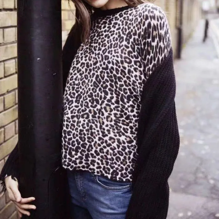 

100% Cashmere Women Leopard Print Sweater 2019 New Autumn Winter Sexy Knitted Pullover Ladies Tops