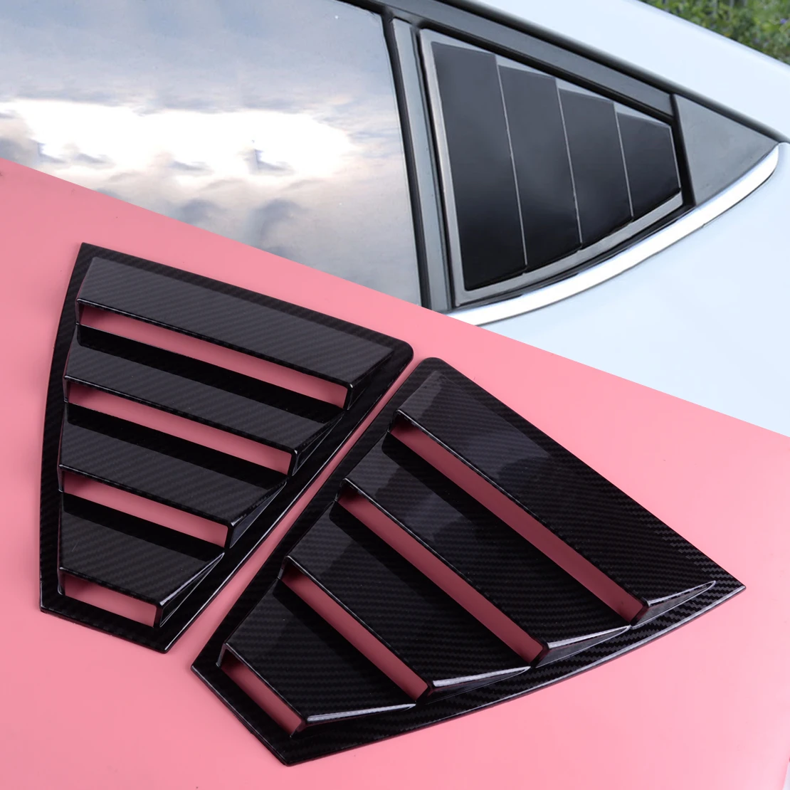 

DWCX 2 PCS Carbon Fiber Black Style Rear Window Quarter Panel Side Vent Trim ABS Cover Fit for Hyundai Elantra 2017 2018 2019