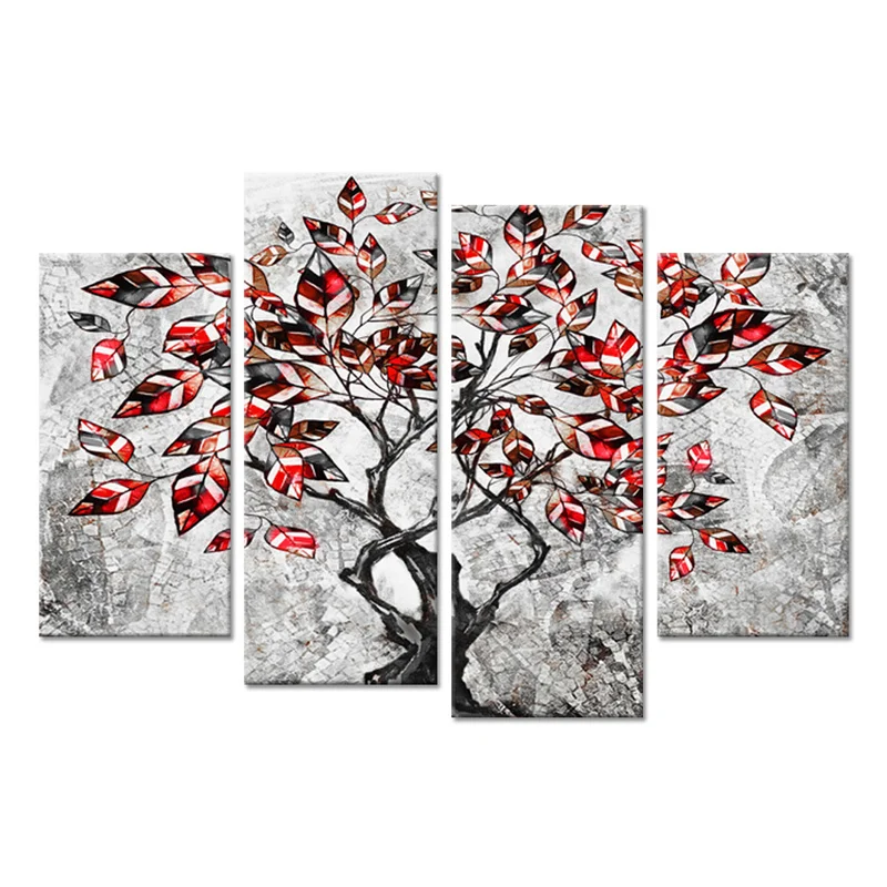 Abstract Tree with Red Leaves Canvas Painting Posters and Prints Landscape Wall Art Pictures for Living Room Modern Home Decor | Дом и сад