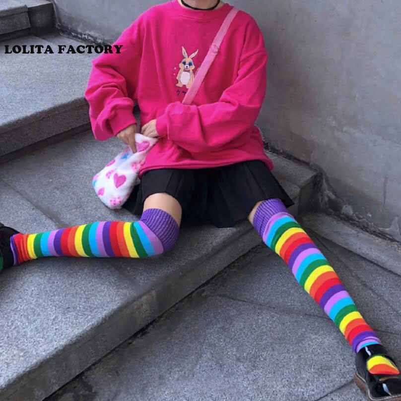 Kid Girl Rainbow Striped Sock Pantyhose Tights Halloween Cosplay Party Stockings