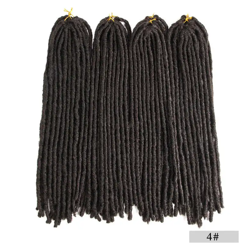 SOKU 18-26 дюймов натуральный черный цвет мягкие дреды синтетические косички для наращивания волос Faux locs плетение наращивание волос - Цвет: #4