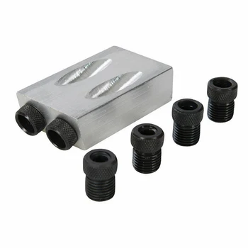 

Pocket Hole Jig Kit 6/8/10mm Pocket Hole Jig Kit Woodworking Guide Oblique Drill Angle Hole Locator Silver