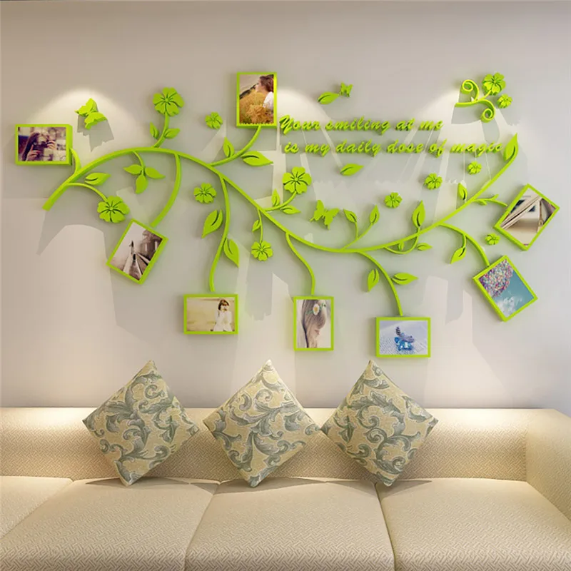 Черный/красный/зеленый 3D DIY фото ветка дерева ПВХ Наклейки на стены/клейкие семейные наклейки на стену Фреска Искусство домашний декор наклейки для спальни - Цвет: Green