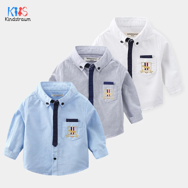 

Kindstraum 2020 Boys Shirts Solid Pattern Kids Fashion Cotton Shirts Long Sleeve Spring & Autumn Children Brand Clothes DC211