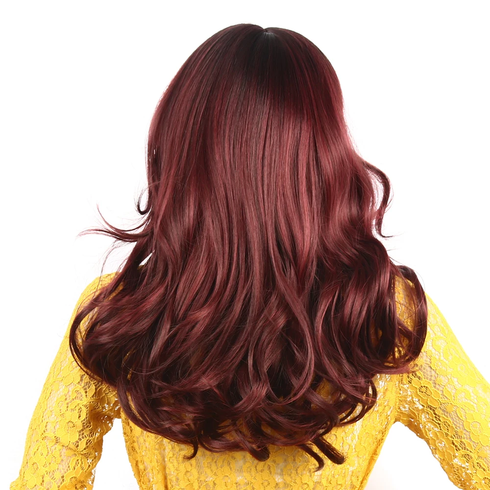 Длинные волнистые парик Омбре красные синтетические волосы парики для женщин 20 дюймов термостойкие волокна косплей костюм заменить парик