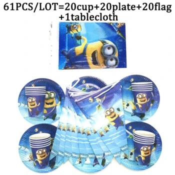 

Minions Birthday Party Disposable Decorations Party Tableware Set Tablecloth Cup Paper Plate Kids Party Supplies Banners Flags