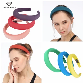 

Fruitful Sweet Free Shipping New Sponge Wide edge Hairband Thin Pure Color Headband Hair Accessories Wash Face For Women