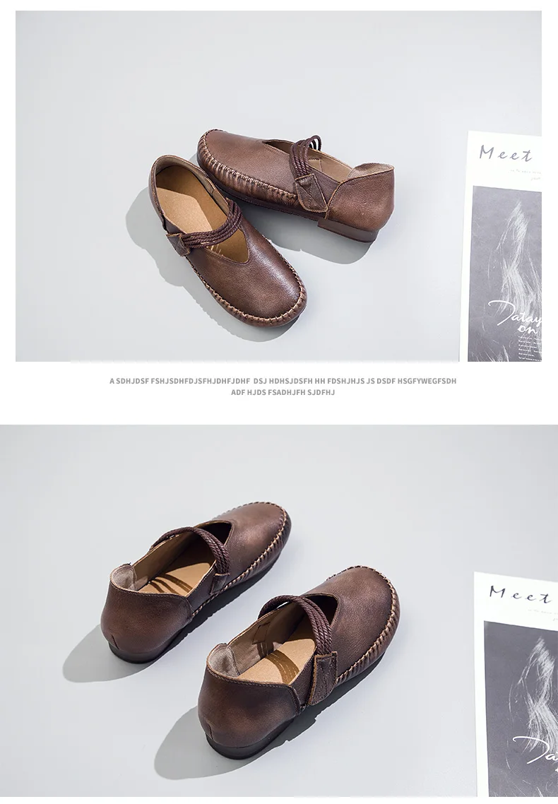 GKTINOO/Весенняя женская обувь ручной работы из натуральной кожи в стиле ретро; женская обувь на плоской подошве с застежкой-липучкой; г.; осенние мягкие лоферы на плоской подошве