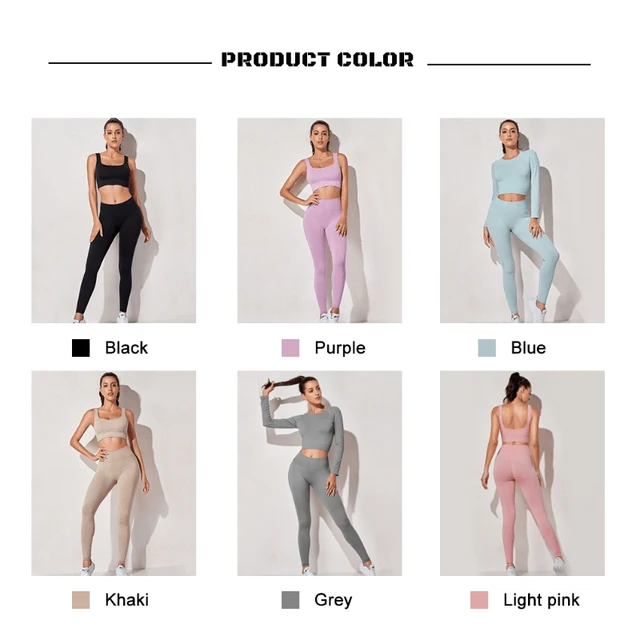 2 3 Pcs Seamless Fitness Yoga Set Workout Clothes Athletic Wear Sports Gym Legging Bra Crop