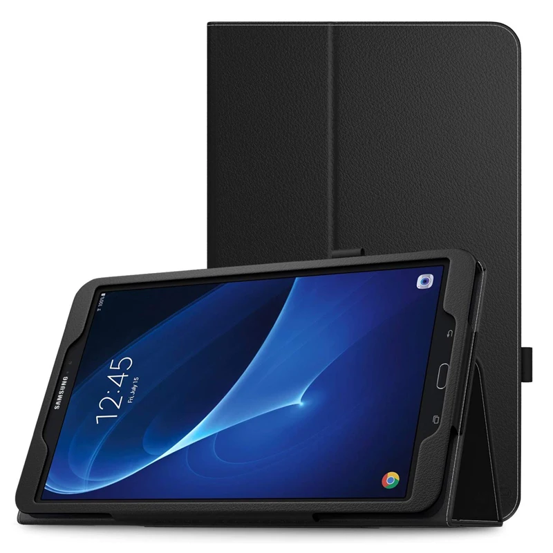 Ультратонкий Магнитный чехол для samsung Galaxy Tab A 10,1, умный чехол из искусственной кожи, чехол с функцией автоматического сна/пробуждения T580 T585, SM-T580 чехол s - Цвет: Черный
