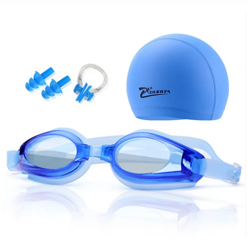 New Men Women Kids Adult Sports Diving Eyewear Swim Cap Swimming Glasses Anti-fog Waterproof Swim Goggles Earplug Pool Equipment
