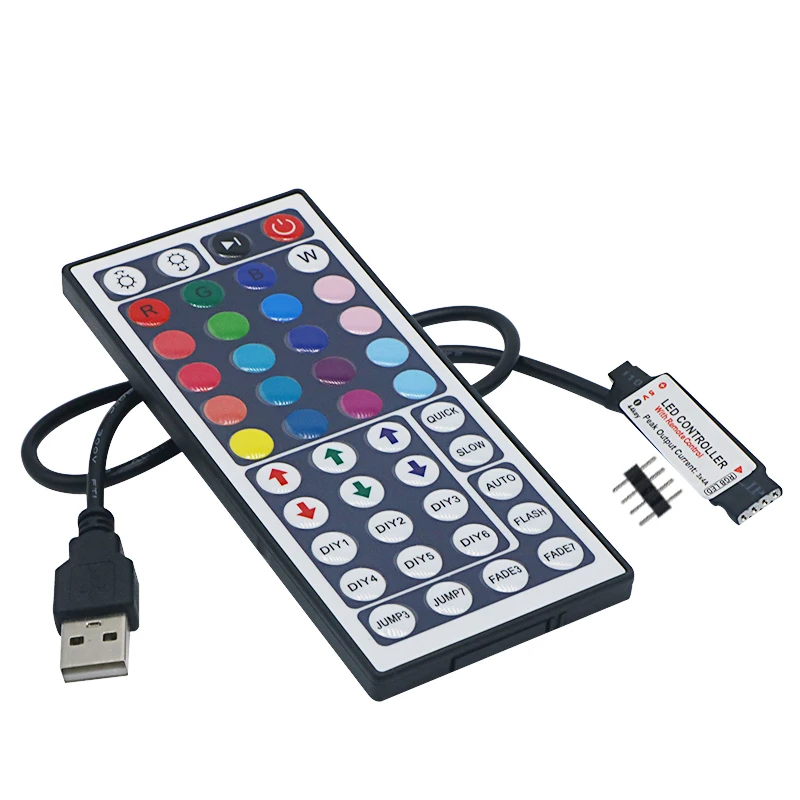 

SZYOUMY USB RGB LED Controller 44 Keys RF Wireless Mini Remote Control DC5V 12A For 3528 5050 SMD RGB LED Light Strip