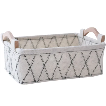 

Felt Laundry Box Cotton and Linen Handle Desk Debris Storage Basket Fashion Style Convenience Holder Jewelry Cosmetic Organizer(
