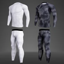 Мужской компрессионный гоночный костюм, базовый набор, зимний спортивный костюм для бега, термобелье для спортзала, тренировочный комплект, защита от извержения, мужской