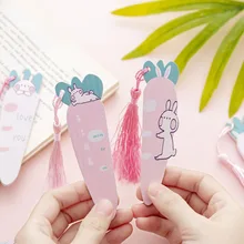 Девушка сердце морковка кролик кисточкой кулон линейка Южная Корея Творческий мультфильм деревянная Закладка Студенческая папка для закладок