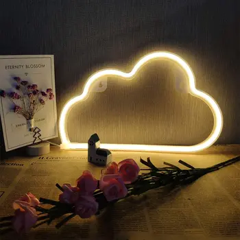 

LED Cloud Design Neon Sign Night Light Art Decorative Lights Plastic Wall Lamp for Kids Baby Room Holiday Lighting Xmas Party