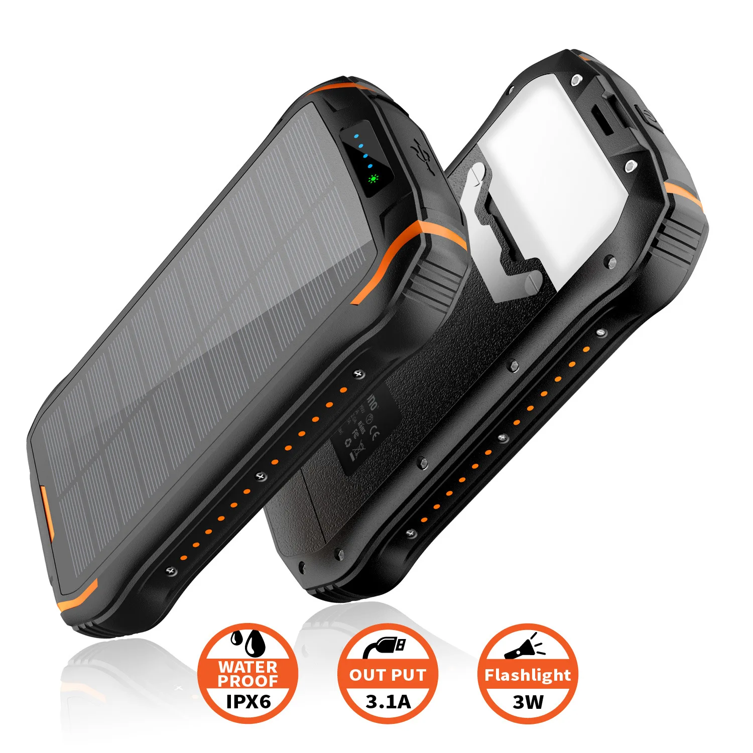 

Hot-selling New 26800mAh Wireless Solar Charging Treasure 4 Output Mode Power Bank Double Input Three LED Mode portable charger
