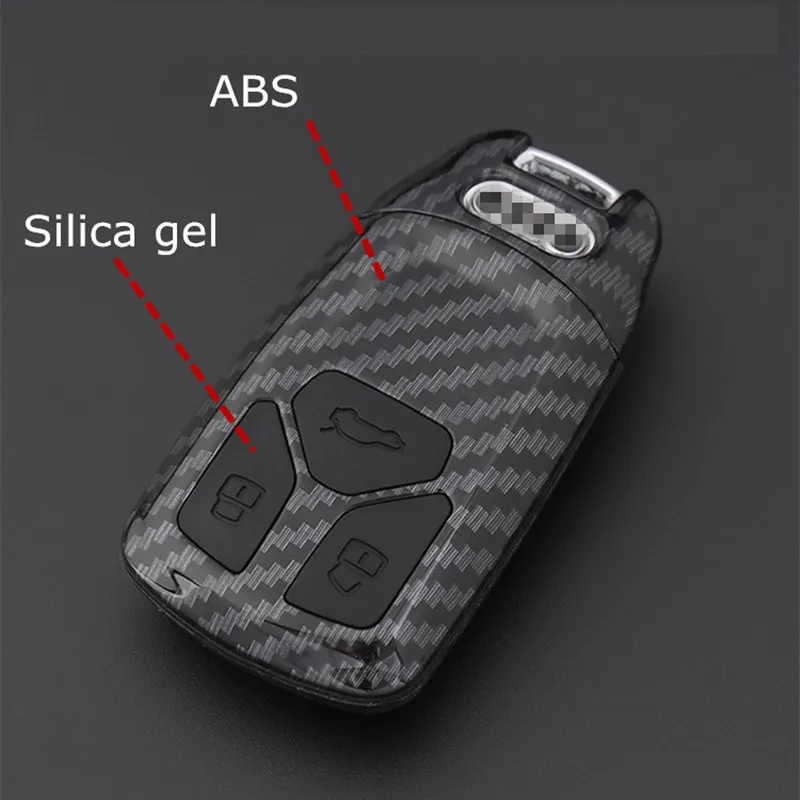 ABS-Carbon-Fiber-Shell-Silicone-Cover-Remote-Key-Holder-Fob-Case-KeyChain-For-Audi-A4-A5 (3)