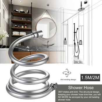

Extra Long Accessories Handheld Flexible Plumbing Anti-Kink Connection Silver Home PVC Replacement Parts Shower Hose Hotel