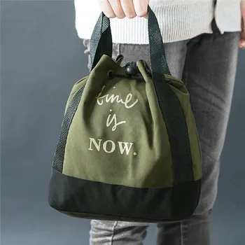 

Women Drawstring Lunch Bag Letter Print Food Storage Bag Insulated Cold Picnic Carry Case Thermal Lunch Box Picnic Handbag #A