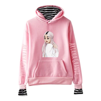 

Hot Sale Ariana Grande Pink Hoody Women Winter Fashion Casual Fake two piece Sweatshrits Ariana Grande Women's Hooded