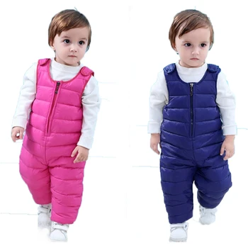 

Baby down jacket pants children's jumpsuit pants boys and girls bib pants suit kids winter warm down pants