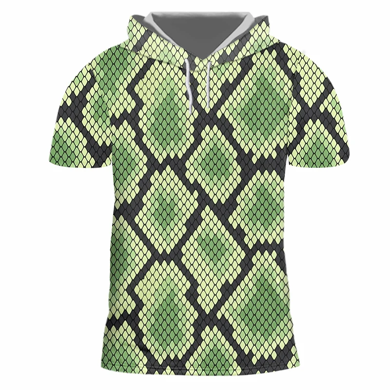 

IFPD EU Size Animal Hooded T Shirts Men's Fashion 3D Tee Shirt Printing Snake Scale Streetwear Plus Size 6XL Attire Man's Shirts