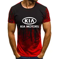 Mens Short Sleeve KIA Motors Car Logo Mens T-shirt Summer casual Cotton Gradient T shirts Fashion HipHop Harajuku Male Brand Tee