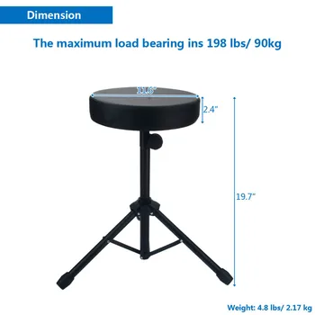 

Drum Stool Foldable Percussion Round Seat With Rubber Skid Proof Soft Padding Comfortable Druming Equipment Convenient To Carry