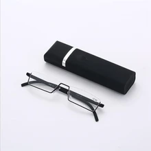 Half Frame Metal Pen Holder Reading Glasses Men Business Reader Eyeglasses Magnifier With Box Hyperopia Eyewear+1.0+1.5 To+3