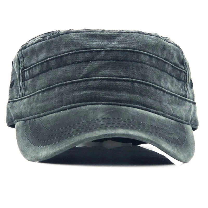 New Classic Vintage Flat Top Mens Washed Caps And Hat Adjustable Fitted Thicker Cap Winter Warm Military Hats For Men