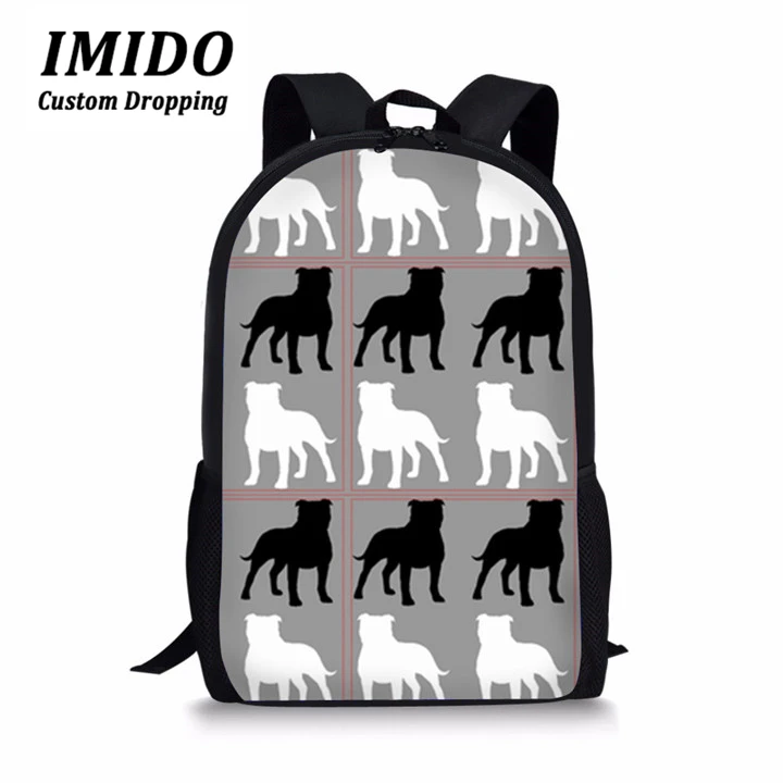 IMIDO, школьный рюкзак для детей с принтом Бультерьера, школьный ортопедический рюкзак для подростков, повседневный рюкзак, ранец, Mochilas