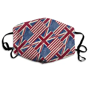 

Retro Uk Usa National Flag Washable Reusable Mask, Cotton Anti Dust Half Face Mouth Mask For Kids Teens Men Women With
