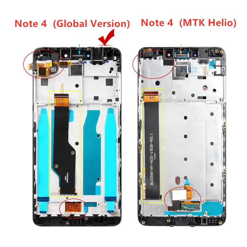 5," ЖК-дисплей для Xiaomi Redmi Note 4X/Note 4 глобальная версия кодирующий преобразователь сенсорного экрана в сборе с рамкой для Snapdragon 625