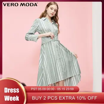 

Vero Moda Women's Polka Dots Stripe Splice Decorative Waist Belt Dress | 31917C528