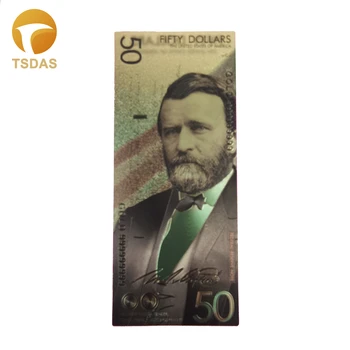 

10pcs US Banknotes New Colorized 50 Dollar Bill Gold Foil Banknote Commemorative Fake Money Dropshipping As Gifts