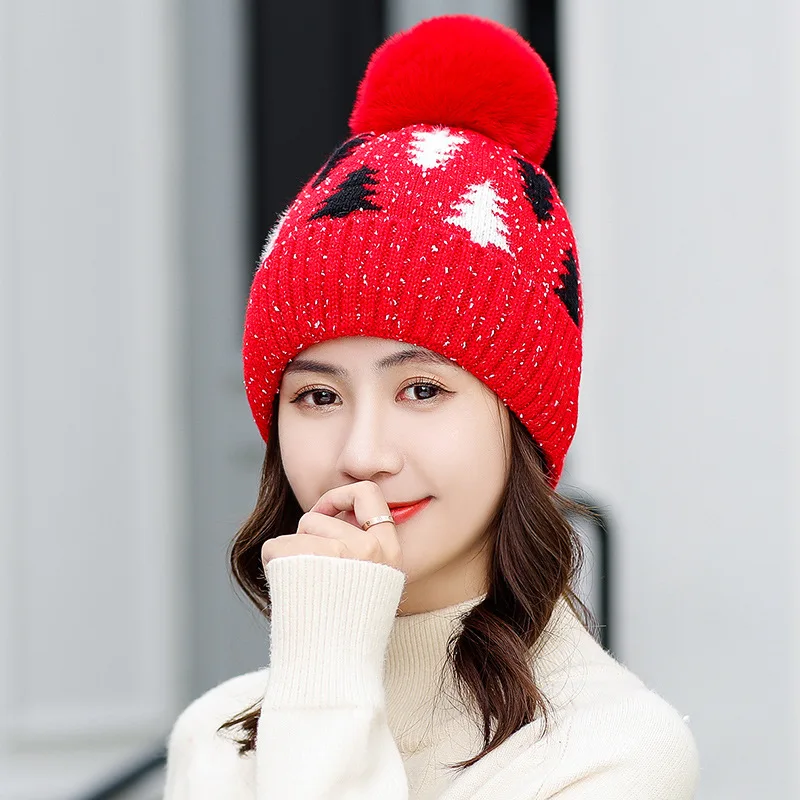 Red (single cap) Женский зимний шарф и шапка, набор, зимний женский теплый вязаный помпон, шапочка, шапка, шарф, набор, шапка и шарф, зимний лыжный комплект - Цвет: Red (single cap)